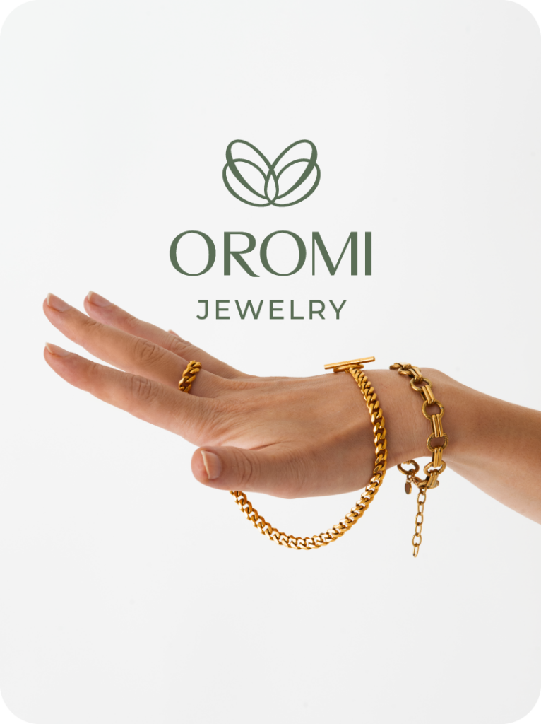 Desarrollo de identidad visual y tienda e-commerce para la marca de joyería Oromi Jewelry.
