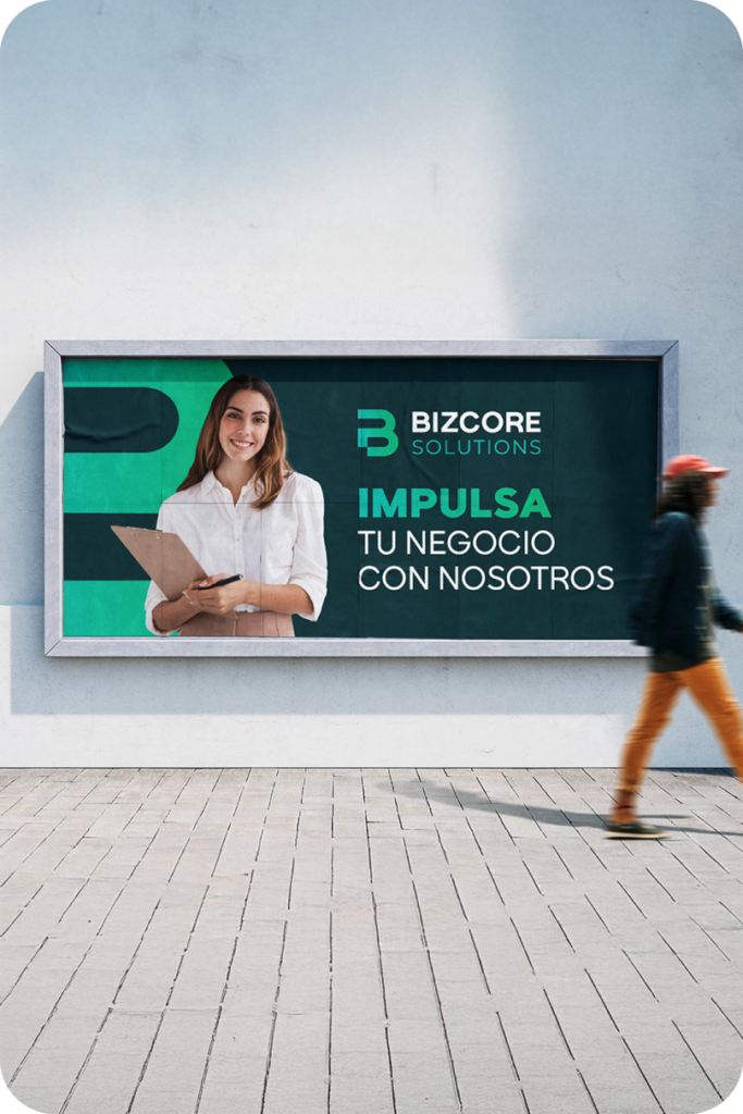 Proyecto de branding corporativo y diseño publicitario desarrollado por Bizcore Solutions.